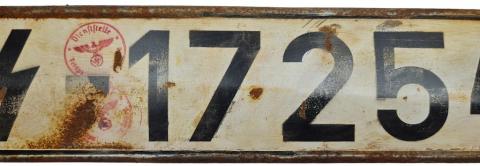 WAFFEN SS Totenkopf Panzer Grenadier Division original truck licence plate