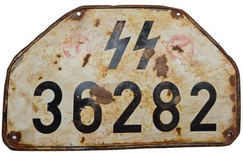 WW2 german Nazi WAFFEN SS Totenkopf Panzer motorcycle stamped licence