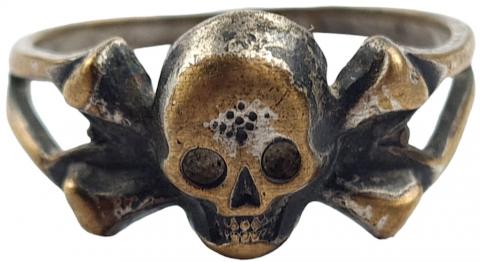 WW2 GERMAN NAZI Waffen SS Totenkopf silver skull ring from Kantine SS