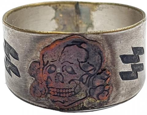 WW2 German Nazi Waffen SS totenkopf skull custom ring marked