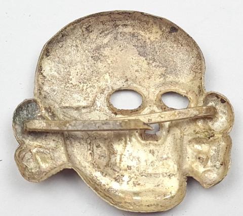 WW2 German Nazi Waffen SS Totenkopf skull metal insignia for visor cap rare unmarked