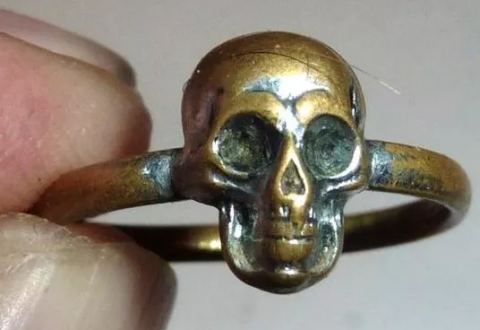 WW2 German Nazi WAFFEN SS Totenkopf skull silver ring custom made by jeweler in original case