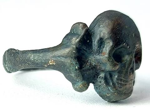 WW2 German Nazi Waffen SS Totenkopf Skull ring from Kantine RARE relic ground dug found