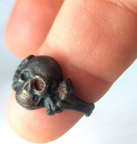 WW2 German Nazi Waffen SS Totenkopf Skull ring from Kantine RARE relic ground dug found
