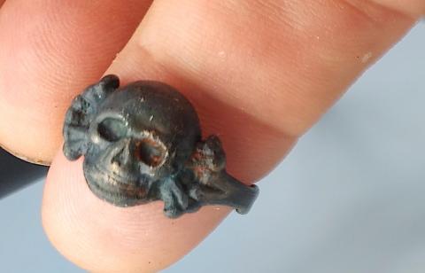 WW2 German Nazi Waffen SS Totenkopf Skull ring from Kantine RARE relic ground dug found