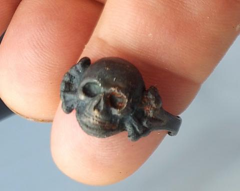 WW2 German Nazi Waffen SS Totenkopf Skull ring from Kantine RARE relic ground dug found