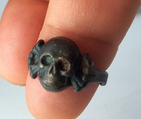 WW2 German Nazi Waffen SS Totenkopf Skull ring from Kantine RARE relic ground dug found