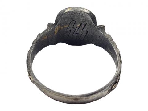 WW2 German Nazi WAFFEN SS Totenkopf skull ring marked original