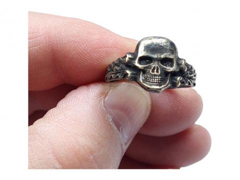 WW2 German Nazi WAFFEN SS Totenkopf skull ring marked original