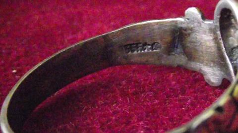 WW2 German Nazi WAFFEN SS Totenkopf skull SILVER ring marked Kantine