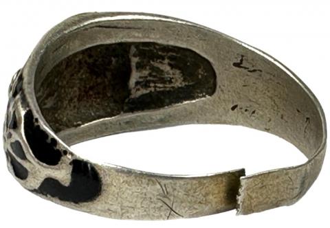 WW2 German Nazi WAFFEN SS TOTENKOPF skull silver ring from SS Kantine