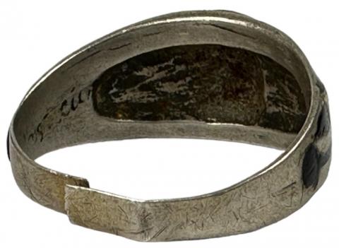 WW2 German Nazi WAFFEN SS TOTENKOPF skull silver ring from SS Kantine