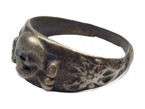 WW2 German Nazi WAFFEN SS Totenkopf skull silver ring genuine wwii bague