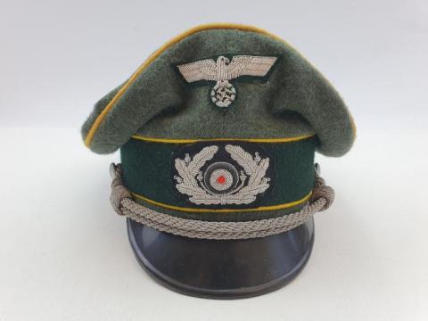 WW2 German Nazi Wehrmacht Officer visor cap signal with rzm stamp inside use in MOVIE PROD