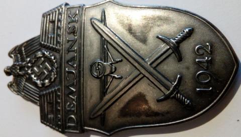 WW2 German Nazi Wehrmacht Waffen SS Demjanskschild 1942 CAMPAIGN SHIELDS award badge