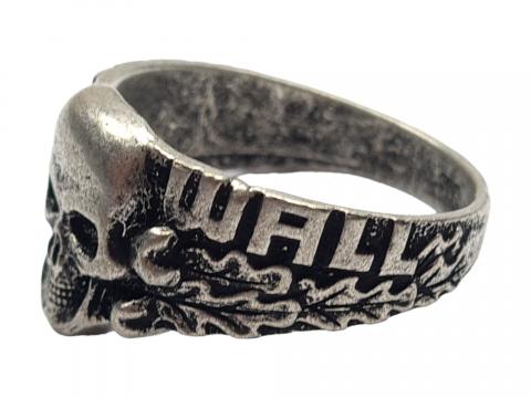 WW2 German Nazi West Wall campaign Waffen SS skull Totenkopf ring silver marked