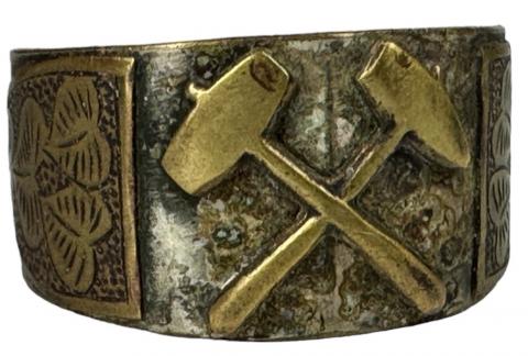 WW2 German Nazi WORKERS Third Reich RAD DAF ring silver original