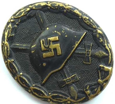 WW2 German Nazi WOUND badge award black with original paper bad of issue