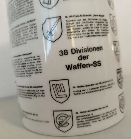 WW2 German Nazi.veterans 38 divisions Waffen SS beer mug divisionen