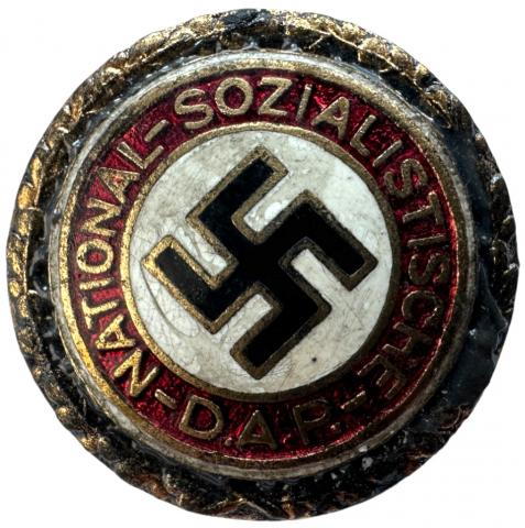 WW2 German NSDAP Third Reich Nazi Party high leader golden membership pin gold numbered and marked