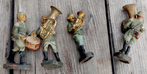 WW2 Germany 1930s wartime toys Elastolin Lineol lot of 4 parade wehrmacht music player figurines
