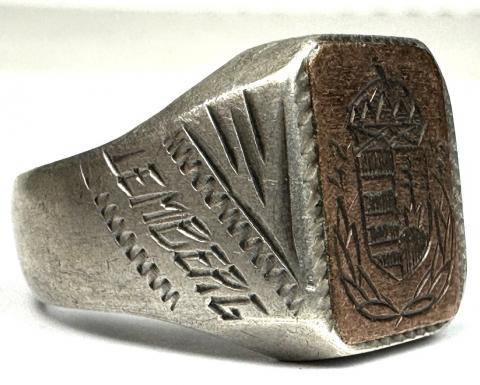 WW2 Wehrmacht Battle Lwów silver 800 ring Lemberg Ukraine