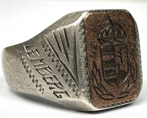 WW2 Wehrmacht Battle Lwów silver 800 ring Lemberg Ukraine