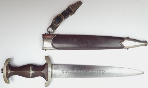 German RARE MAKER SA dagger Haan klittermann moog g.m.b.h solingen transitional rzm m7/29 1938 LEATHER HANGER original for sale