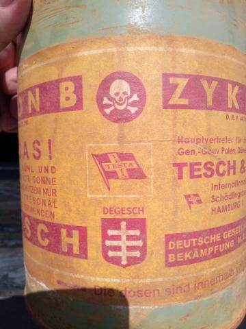 Holocaust Concentration camp KZ Zyklon B canister rare can size Jew Jewish Shoa original for sale gas