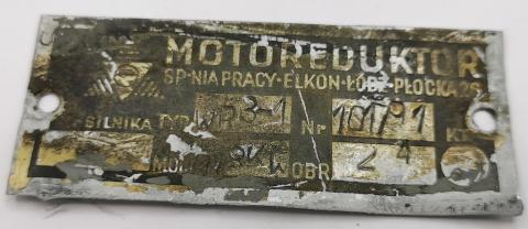 Holocaust Forced Labor German fabrik MOTOREDUKTOR plate from an engine