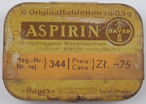 IG Farben Industries BAYER Aspirin empty case - Concentration camp AUSCHWITZ III Monowitz FORCED LABOR fabrik