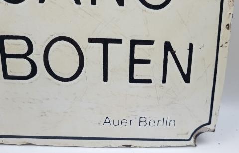 RARE ANTI JEWISH metal enamel sign DO NOT ENTER board from Berlin holocaust antisemitic 1930s WW2