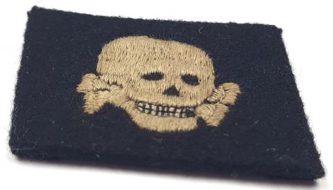 Waffen SS Totenkopf concentration camp GUARD NCO collar tab skull with rzm tag