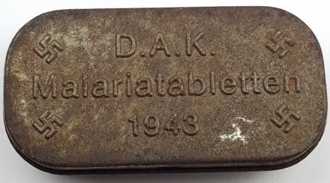 WW2 German Nazi AFRIKA KORPS DAK swastika relic rusty metal canister can box