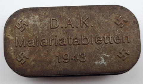 WW2 German Nazi AFRIKA KORPS DAK swastika relic rusty metal canister can box