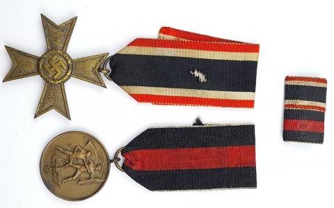 WW2 German Nazi original grouping set medals ribbon bar rare Sudetenland War Merit Cross