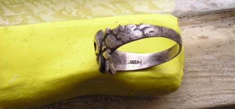 WW2 German Nazi Amazing Waffen SS Totenkopf skull silver ring original for sale bague allemande marked