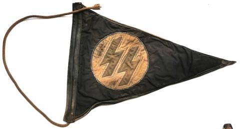 WW2 German Nazi early Allgemeine SS SS-VT one side large car pennant flag set