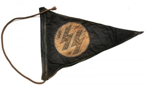 WW2 German Nazi early Allgemeine SS SS-VT one side large car pennant flag set
