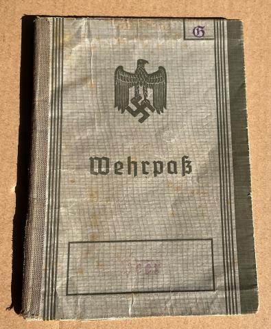 WW2 German Nazi ID WEHRPAS GRUNBERG WEHRPASS FROM THE UNIT IN ZIELONA GÓRA, MANY STAMPS & ENTRIES, DIED IN 1942 RUSSIA