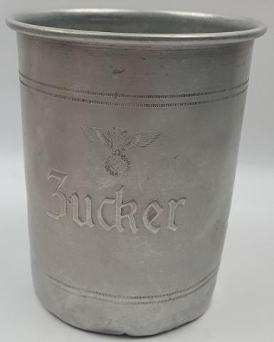 WW2 German Nazi large sugar pot cup silverware marked with Third Reich eagle
