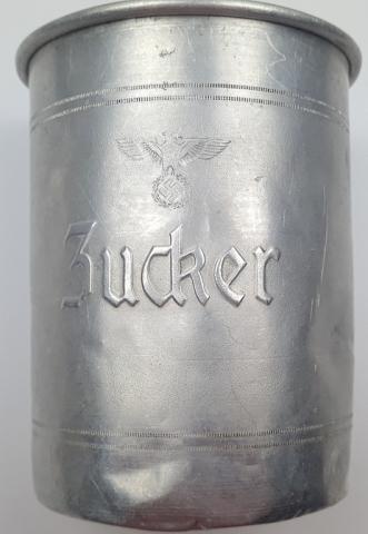 WW2 German Nazi large sugar pot cup silverware marked with Third Reich eagle