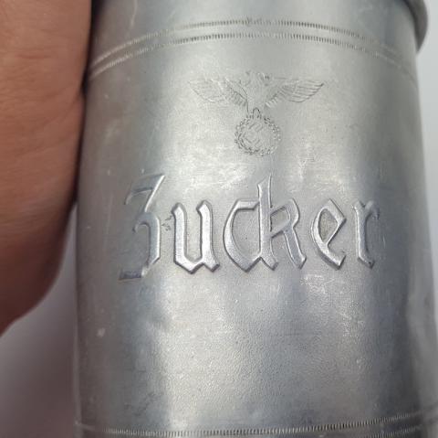 WW2 German Nazi large sugar pot cup silverware marked with Third Reich eagle