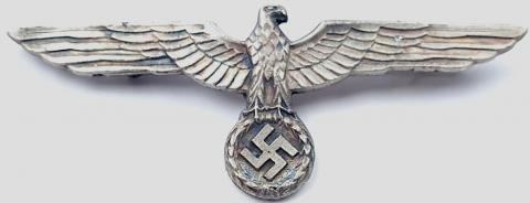 WW2 German Nazi large uniform tunic breast eagle metal insignia with prong by assmann