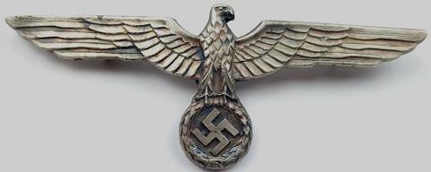 WW2 German Nazi large uniform tunic breast eagle metal insignia with prong by assmann