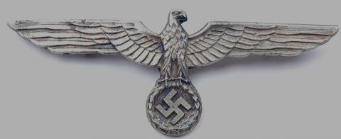WW2 German Nazi large uniform tunic breast eagle metal insignia with prong by assmann