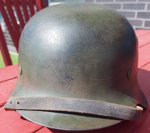 WW2 German Nazi original camo M42 single heer decal combat helmet marked Army Wehrmacht