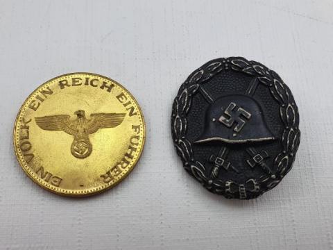 WW2 German NAZI NSDAP ADOLF HITLER commemorative gold coin with eagle and swastika