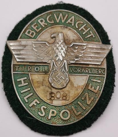 WW2 German Nazi Police NSDAP HilfsPolizei sleeve shield badge numbered from Reichsgau Tirol-Vorarlberg