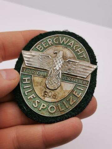 WW2 German Nazi Police NSDAP HilfsPolizei sleeve shield badge numbered from Reichsgau Tirol-Vorarlberg